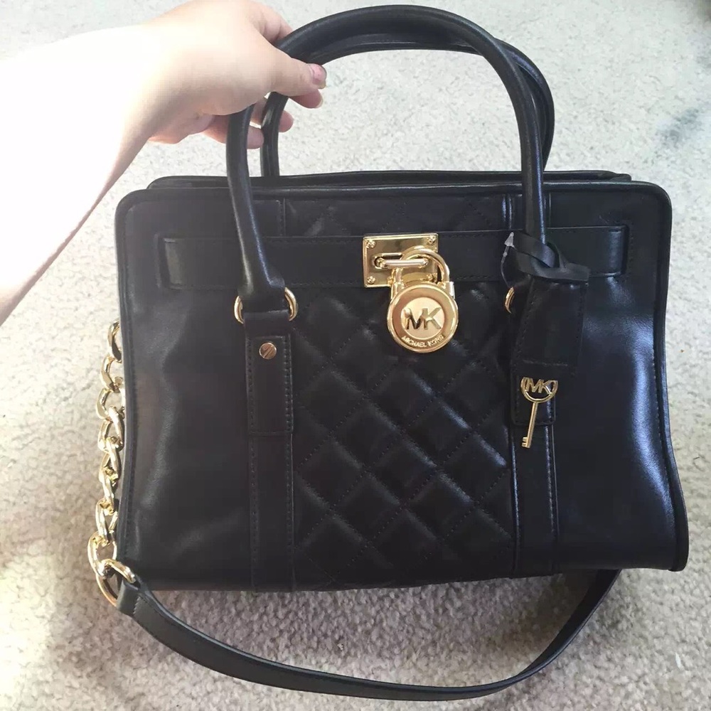 NWT Michael Kors Hamilton lock Satchel black